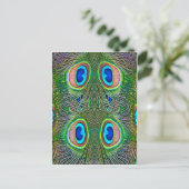 Peacock Feathers Kaleidoscope Print Briefkaart (Staand voorkant)