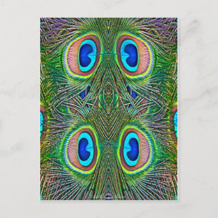 Peacock Feathers Kaleidoscope Print Briefkaart