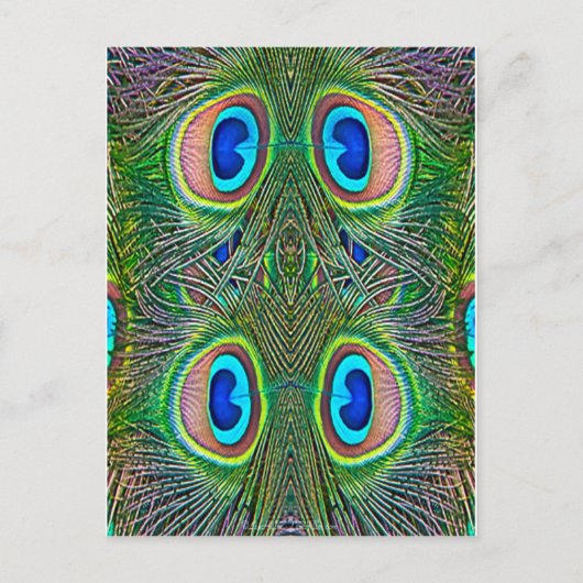 Peacock Feathers Kaleidoscope Print Briefkaart (Voorkant)