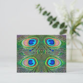 Peacock Feathers Kaleidoscope Print Briefkaart (Staand voorkant)