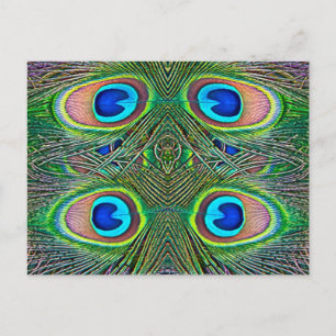 Peacock Feathers Kaleidoscope Print Briefkaart