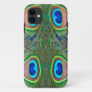 Peacock Feathers Kaleidoscope Print iPhone 11 Hoesje