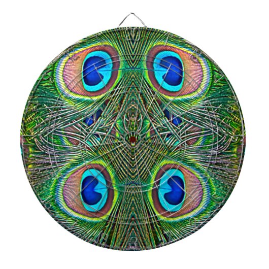 Peacock Feathers Kaleidoscope Print Dartbord (Voorkant)