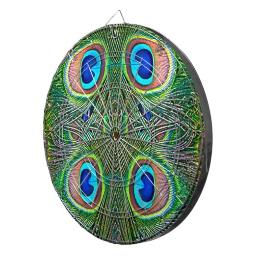 Peacock Feathers Kaleidoscope Print Dartbord (Voorkant Rechts)