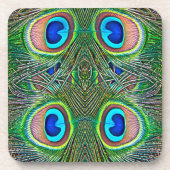 Peacock Feathers Kaleidoscope Print Drankjes Onderzetter (Voorkant)