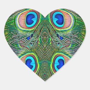 Peacock Feathers Kaleidoscope Print Hart Sticker