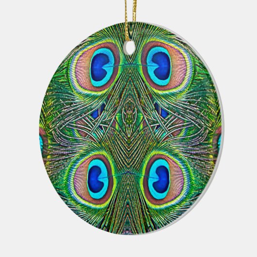Peacock Feathers Kaleidoscope Print Keramisch Ornament (Links)