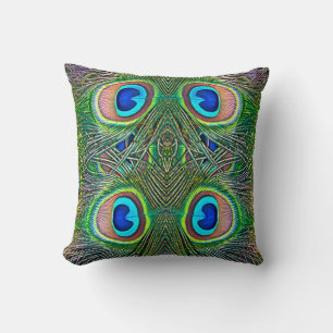 Peacock Feathers Kaleidoscope Print Kussen