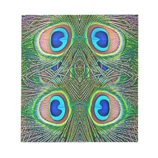 Peacock Feathers Kaleidoscope Print Notitieblok (Voorkant)