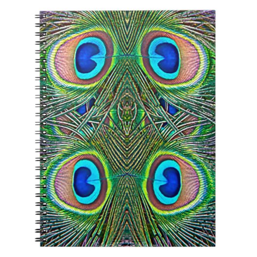 Peacock Feathers Kaleidoscope Print Notitieboek (Voorkant)