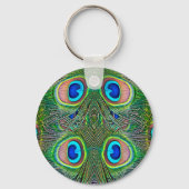 Peacock Feathers Kaleidoscope Print Sleutelhanger (Voorkant)