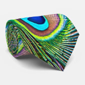 Peacock Feathers Kaleidoscope Print Stropdas (Opgerold)
