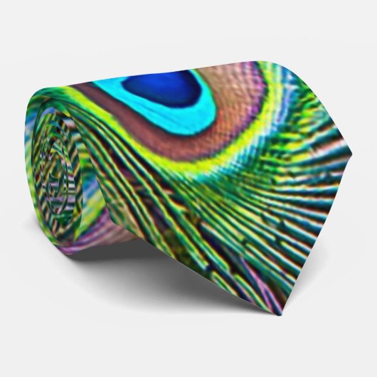 Peacock Feathers Kaleidoscope Print Stropdas (Opgerold)