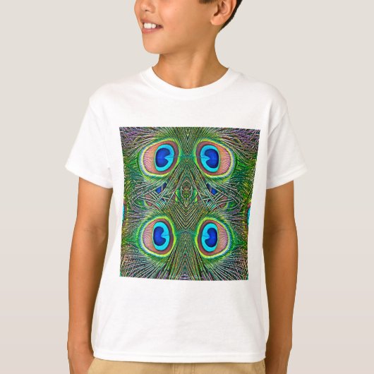 Peacock Feathers Kaleidoscope Print T-shirt (Voorkant)