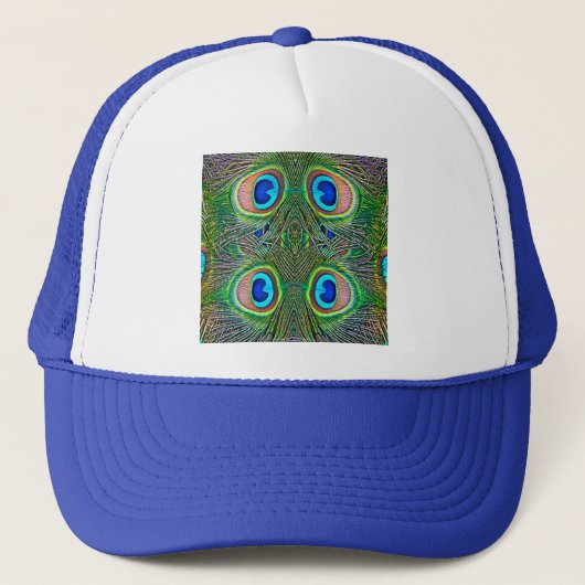 Peacock Feathers Kaleidoscope Print Trucker Pet (Voorkant)