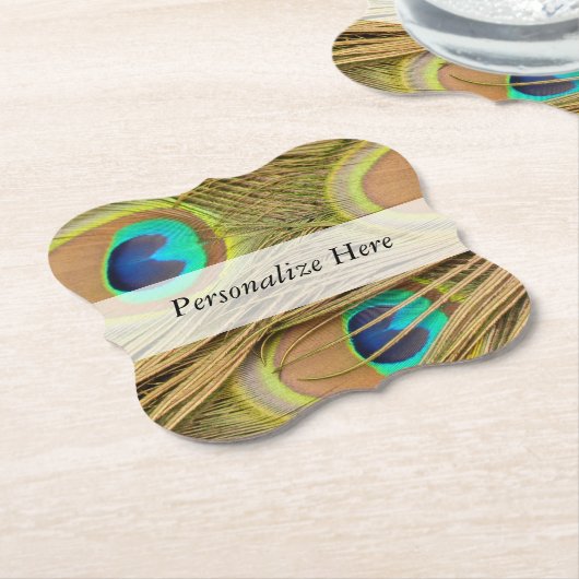 Peacock Feathers Kartonnen Onderzetters (Gekanteld)