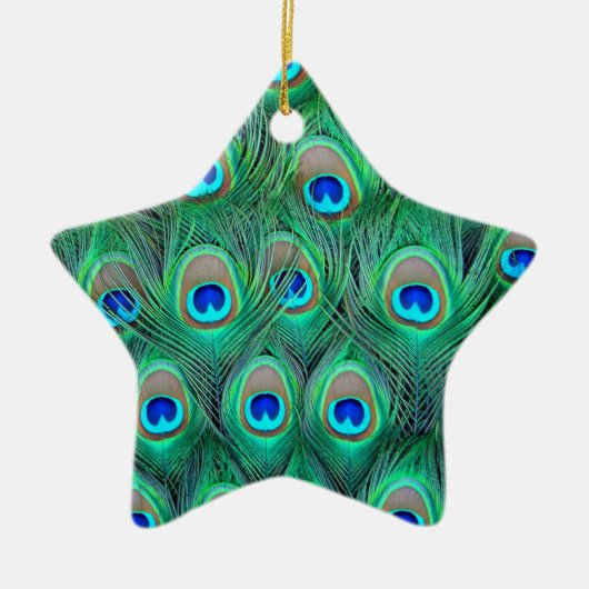 Peacock Feathers Keramisch Ornament (Voorkant)