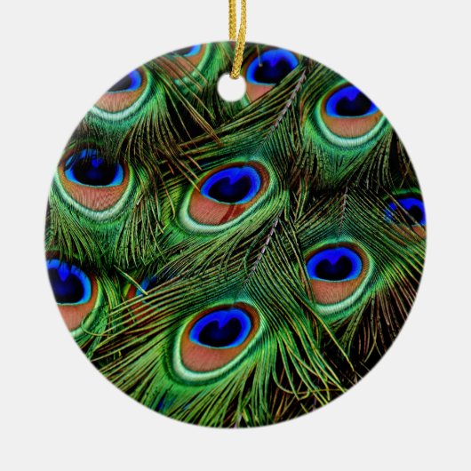 Peacock Feathers Keramisch Ornament (Voorkant)