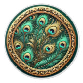 Peacock Feathers Keramische Knop (Voorkant)