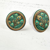 Peacock Feathers Keramische Knop