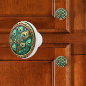 Peacock Feathers Keramische Knop