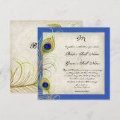 Peacock Feathers Koninklijke Blauwe Bruiloft uitno Kaart (Voorkant / Achterkant)
