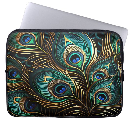 Peacock Feathers Laptop Sleeve (Voorkant)