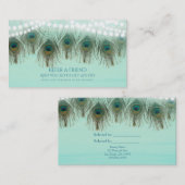 Peacock Feathers & Lights Rustic Verwijs een vrien Aanbevelingskaartje (Voorkant / Achterkant)