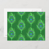 Peacock Feathers, Lime Green over Emerald Green Briefkaart (Voorkant / Achterkant)