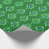 Peacock Feathers, Lime Green over Emerald Green Cadeaupapier (Hoek)