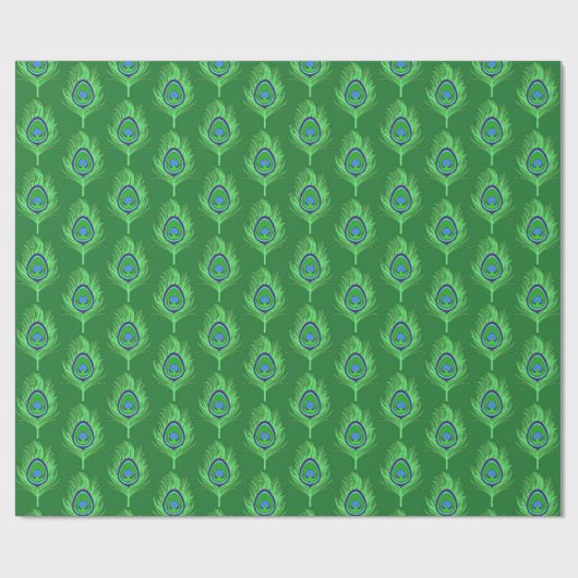 Peacock Feathers, Lime Green over Emerald Green Cadeaupapier (Vlak)