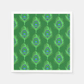 Peacock Feathers, Lime Green over Emerald Green Servet (Voorkant)