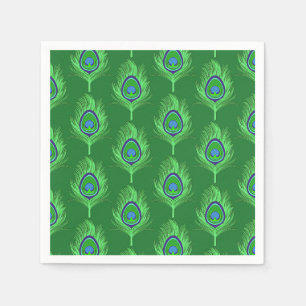 Peacock Feathers, Lime Green over Emerald Green Servet