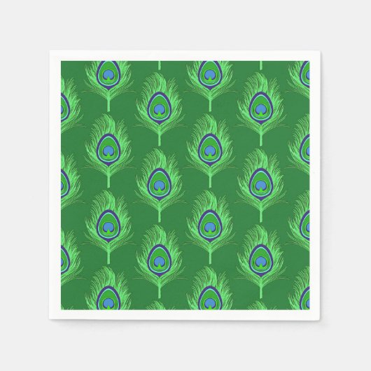 Peacock Feathers, Lime Green over Emerald Green Servet (Voorkant)