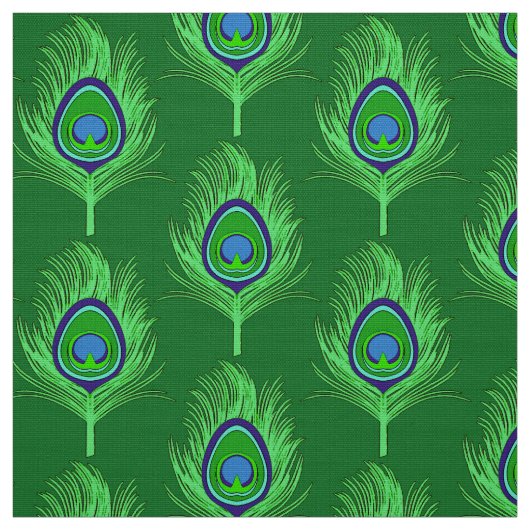 Peacock Feathers, Lime Green over Emerald Green Stof (Swatch)
