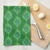 Peacock Feathers, Lime Green over Emerald Green Theedoek (Quarter Fold)