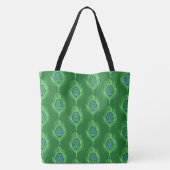 Peacock Feathers, Lime Green over Emerald Green Tote Bag (Achterkant)