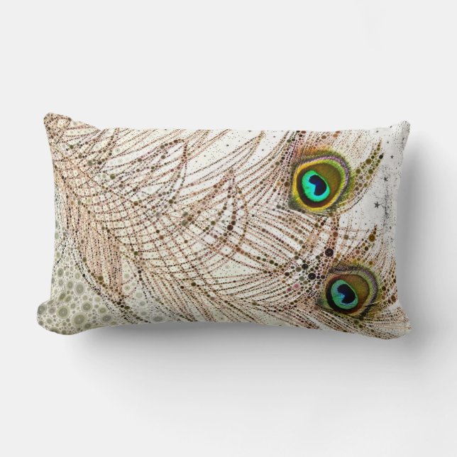 Peacock Feathers Lumbar Pillow Kussen (Voorkant)