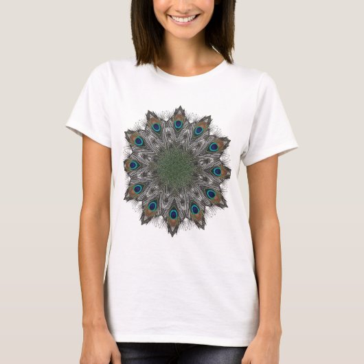 Peacock Feathers Mandala T-shirt (Voorkant)