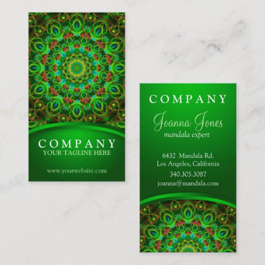Peacock Feathers Mandala Visitekaartje (Voorkant / Achterkant)