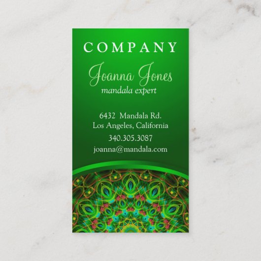 Peacock Feathers Mandala Visitekaartje (Achterkant)