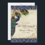 Peacock & Feathers Marine Blauw Kant Bruiloft Uitn Kaart<br><div class="desc">Dit antiek geïnspireerde bruiloft collectie heeft een complete suite van producten en kan worden gemaakt in verschillende kleuren. Dit ontwerp bestaat uit een statige pauw op een boomtak kunstelement gelaagd drie pauwenveren en over een engelenets, wervelingen, antiek handschrift, handbeschilderd kant overlayed perkament en een prachtig origineel kunstdamastpatroon. De achtergrondkleur kan...</div>