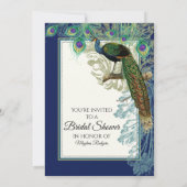  Peacock Feathers Marine Vrijgezellenfeest Kaart (Achterkant)