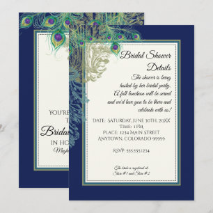  Peacock Feathers Marine Vrijgezellenfeest Kaart