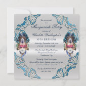 Peacock Feathers Mask Masquerade Party Silver Kaart (Achterkant)