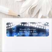 Peacock Feathers, Mason Jar & Lights Uitnodiging Etiket (Insitu)