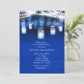 Peacock Feathers, Mason Jar & String Lights Rustic Kaart (Staand voorkant)