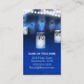 Peacock Feathers, Mason Jar & String Lights Rustic Visitekaartje (Achterkant)