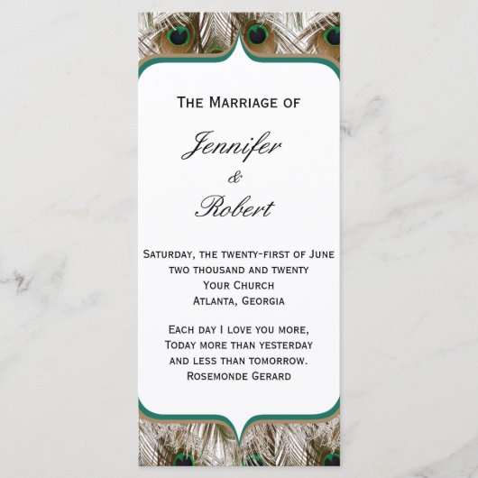 Peacock Feathers met een Dubbel Lijst Programma Programmakaart (Voorkant)