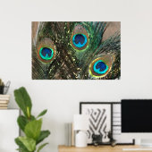 Peacock Feathers met Rocks Poster (Thuiskantoor)